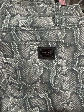 Michael Kors Black and Gray Snakeskin Print Jeans